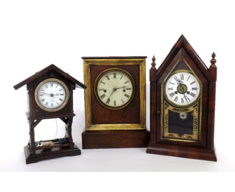 Two American Jerome two train shelf clocks; also a Junghans mantel clock timepiece (3)