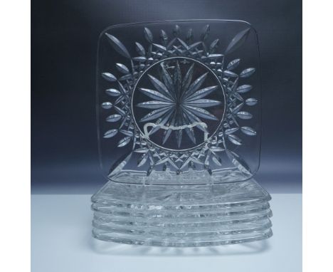 Set of 6 stunning Waterford Crystal square plates, expertly crafted in the iconic Lismore pattern. Featuring brilliant wedge 