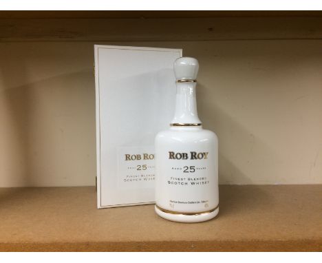 ROB ROY AGED 25 YEARS
Blended Scotch Whisky
70cl, 43% volume, ceramic bottle in box. CONDITION REPORT: Some evapouration, but