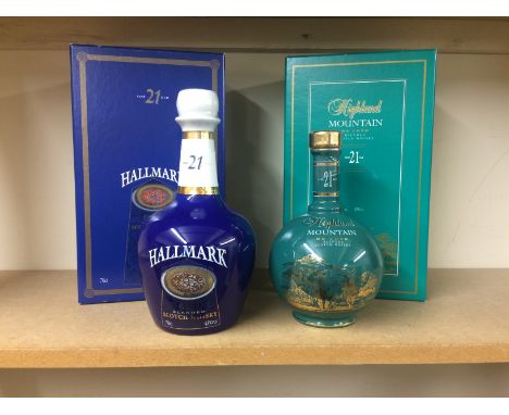 HIGHLAND MOUNTAIN 21 YEARS OLD
Blended Scotch Whisky
70cl, 43% volume, ceramic bottle in box.
HALLMARK 21 YEARS OLD
Blended S