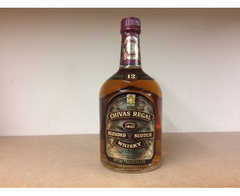 CHIVAS REGAL AGED 12 YEARS 
Blended Scotch Whisky
26 2/3 fl.oz, 75° proof. CONDITION REPORT: Good