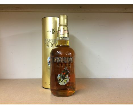SWORD'S GOLD AGED 18 YEARS
Blended Scotch Whisky
70cl, 43% volume, in tube. CONDITION REPORT: Good