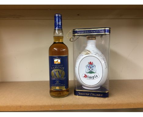 FAMOUS GROUSE BILL MCLAREN'S FAMOUS XV AGED 15 YEARS
Blended Scotch Whisky
70cl, 40% volume.
DIMPLE 1986 COMMONWEALTH GAMES 
