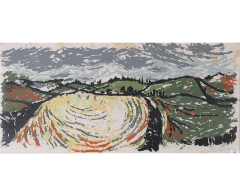 David Blackburn MBE (1939-2016) Cornfield Signed and numbered 11/15, woodblock print, 46cm by 98cm Artist's Resale Rights/Dro