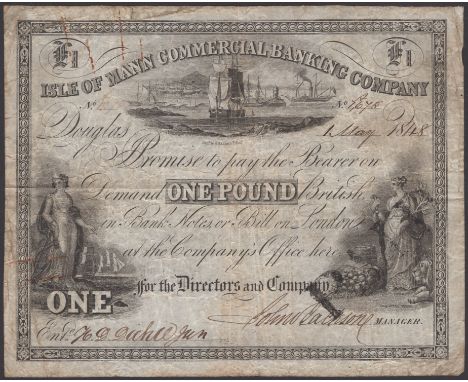 Isle of Man Commercial Banking Company, for Jackson & Jun, £1, 1 May 1848, serial number A1678, signatures of both partners, 