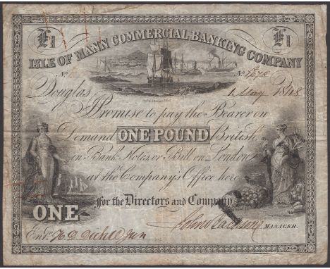 Isle of Man Commercial Banking Company, for Jackson & Jun, £1, 1 May 1848, serial number A1678, signatures of both partners, 