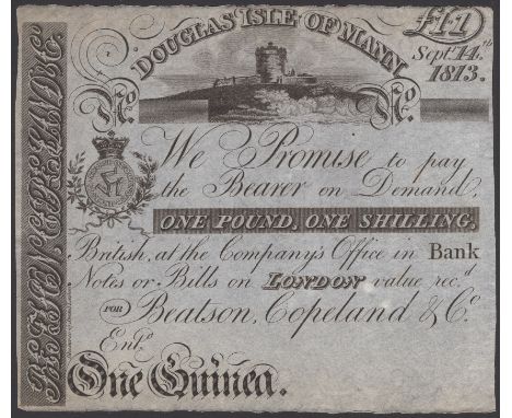 Beatson, Copeland & Co., Douglas Isle of Mann, unissued 1 Guinea, 14 September 1813, no signatures or serial numbers, previou