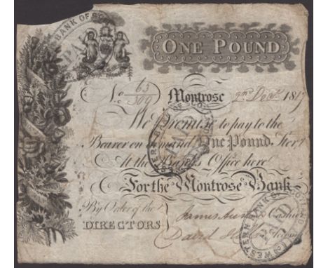 Montrose Banking Co., £1, 2 December 1817, serial number 63/309, two manuscript signatures at low right, three PAID stamps, s