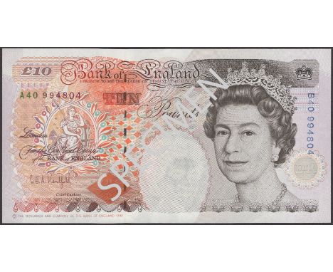 ERROR: Bank of England, Graham E. A. Kentfield, £10, 29 April 1992, mismatched prefix letters, serial numbers A40 994804 and 
