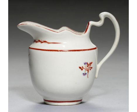 A PINXTON URNULAR CREAM JUG, 1796-1813  pattern 1 (Red Sprig version), 12cm h, numeral 1 in red enamel++Good condition