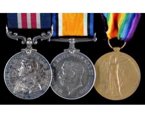 WORLD WAR ONE M M GROUP OF THREE Military Medal, British War Medal and Victory Medal 11645 PTE-L CPL G FOX 23/MIDDX R [G11645