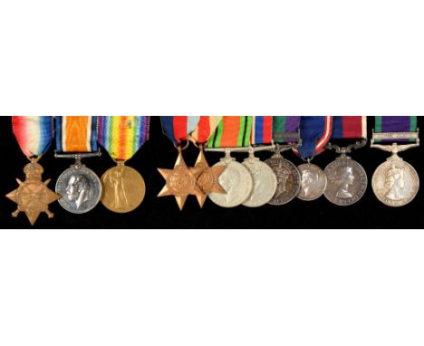 WORLD WARS ONE AND TWO FAMILY GROUPS 1914-15 Star, British War Medal and Victory Medal 17308 PTE J P PARKER E LAN R, Group of