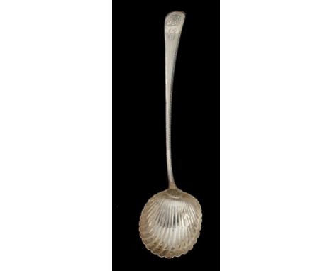 A GEORGE III SILVER SOUP LADLE  Feather Edge pattern,  by Thomas Evans, London 1775, 5ozs++Light wear