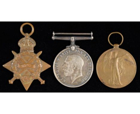 WORLD WAR ONE GROUP OF THREE    1914-15 Star, British War Medal and Victory Medal M 11577 PTE J BUSH YORKS L I