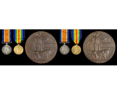 WORLD WAR ONE PAIRS AND PLAQUES TO TWO BROTHERS  British War Medal and Victory Medal 8178 PTE P HAIG K O S B and Memorial Pla