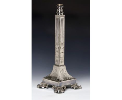 AN EPNS TABLE LAMP, EARLY 20TH C  46.5cm h++Good quality and condition, the top apparently intended for an electric bulb hold