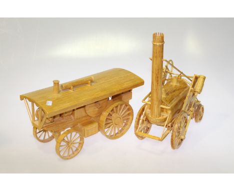 Matchstick models of Stephenson's Rocket and traction engine