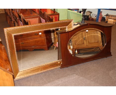 Mahogany overmantel mirror and gilt framed mirror