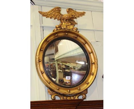 Regency style gilt composition convex mirror