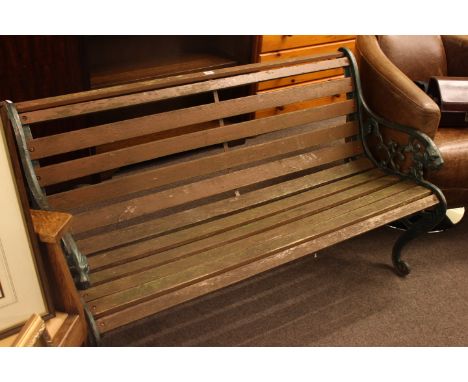 Cast and wood slat garden bench