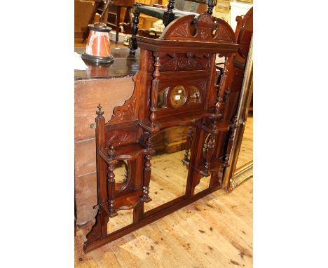 Victorian mahogany overmantel mirror