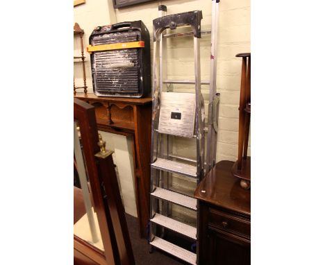 Aluminium three way combination ladder, pair aluminium steps, Black & Decker Workmate and tile cutter (4)