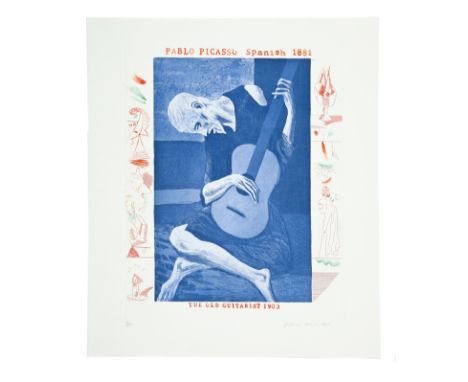 ** δ David Hockney  The Old Guitarist (M.C.A. Tokyo 179) Etching with aquatint printed in colours, 1976-77, signed and number