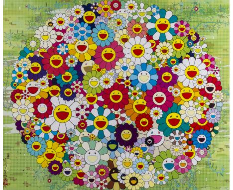 Takashi Murakami (b.1962) Open Your Hands Wide Offset lithograph printed in colours with cold stamping and high gloss varnish