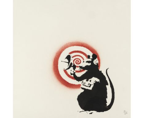 δ Banksy (b.1974) Radar Rat Screenprint with spraypaint, 2004, numbered from the edition of 25 in pencil, printed and publish