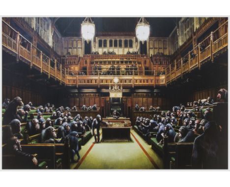 δ Banksy (b.1974) (after) Monkey Parliament Offset lithograph printed in colours, 2009, on thin wove, 840 x 530mm (33 1/8 x 2