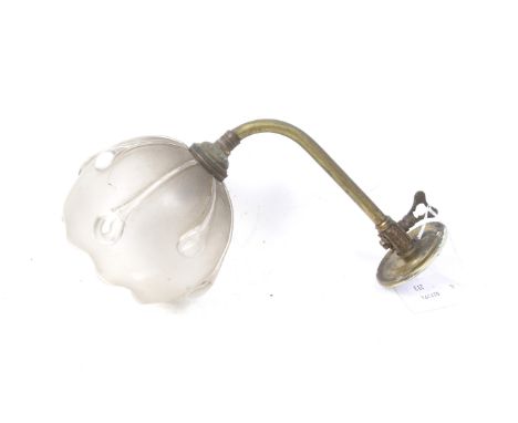 An Art Nouveau globe glass lamp shade. With applied tear drop decoration. on a converted gas wall bracket. Diameter 11cm