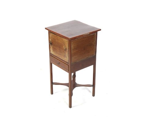 A 19th century inlaid mahogany wash stand. With pot cupboard over a single drawer and lower pot shelf. H79cm x W40cm x D40cm