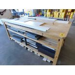 Wood Work Bench on Rollers, 8' L x 4' H x 3' T, Contents