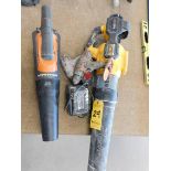 Ridgid 18V Leaf Blower, (2) Electric Drills, (2) Batteries and Charger, DeWalt Blower