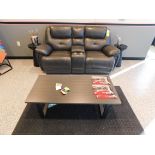 Leather Couch with (2) Stands and Table