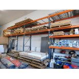 (8) Pallets and Inventory against wall of Misc. New Cabinet Components