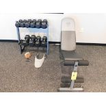 Gold Gym Bench & Free-weight Set with Shelving Unit, (2) Each - 10 lb., 15 lb., 20 lb., 25 lb., 30