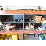 Wood Shelving Unit and Contents of Shelving Unit, Caulk Guns, Sealants, Rollers, Misc.