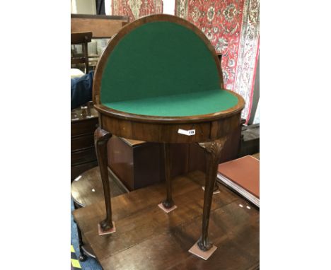 WALNUT CARD TABLE ON CLAW FEET