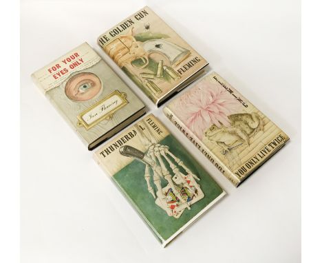 FOUR 1ST EDITION JAMES BOND BOOKS - THE MAN WITH THE GOLDEN GUN (INSCRIPTION ON THE FIRST PAGE) FOR YOUR EYES ONLY (SPINE IS 