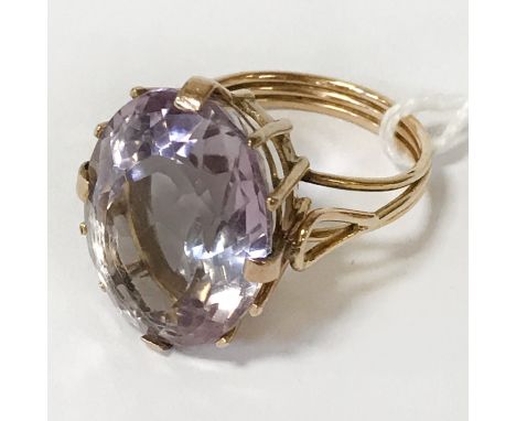 GOLD LADIES SEMI PRECIOUS STONE DRESS RING - SIZE Q