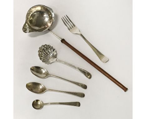 GEORGIAN SILVER LADLE &amp; OTHER FLATWARE