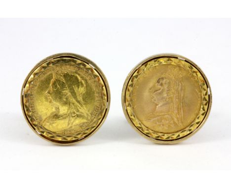 A pair of 9ct yellow gold coin set cufflinks.