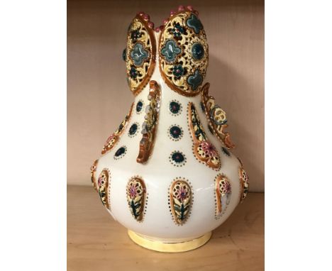 A Zsolnay pierced porcelain vase (a/f), H. 27cm.