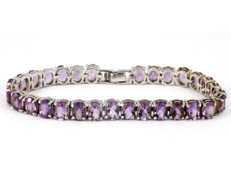 A 925 silver amethyst set bracelet.