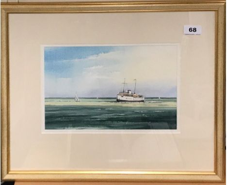 John Pretty (British) pencil signed watercolour of the steam ship Balmoral together with a book about the ship. (please note 