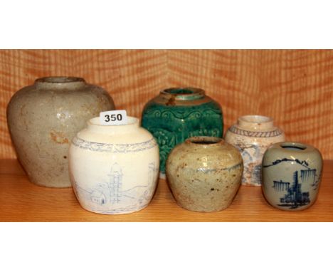 A group of six Chinese ceramic jars, tallest H. 16cm.