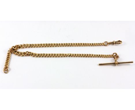 A 9ct yellow gold Albert chain, L. 31cm&nbsp;W. 33.4g.