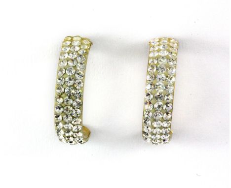 A pair of 9ct yellow gold stone set earrings, L. 1.8cm.