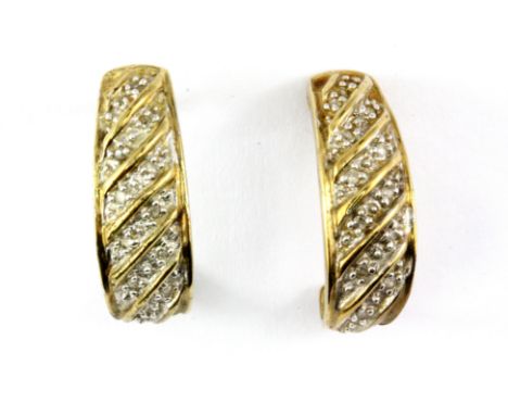 A pair of 9ct yellow gold diamond set earrings, (replaced butterflies).